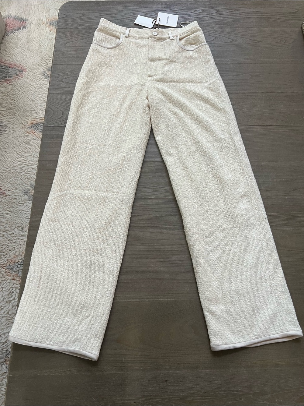 Nanushka Cream Cotton Tweed with Gorgeous Trim Detail-Size Large
